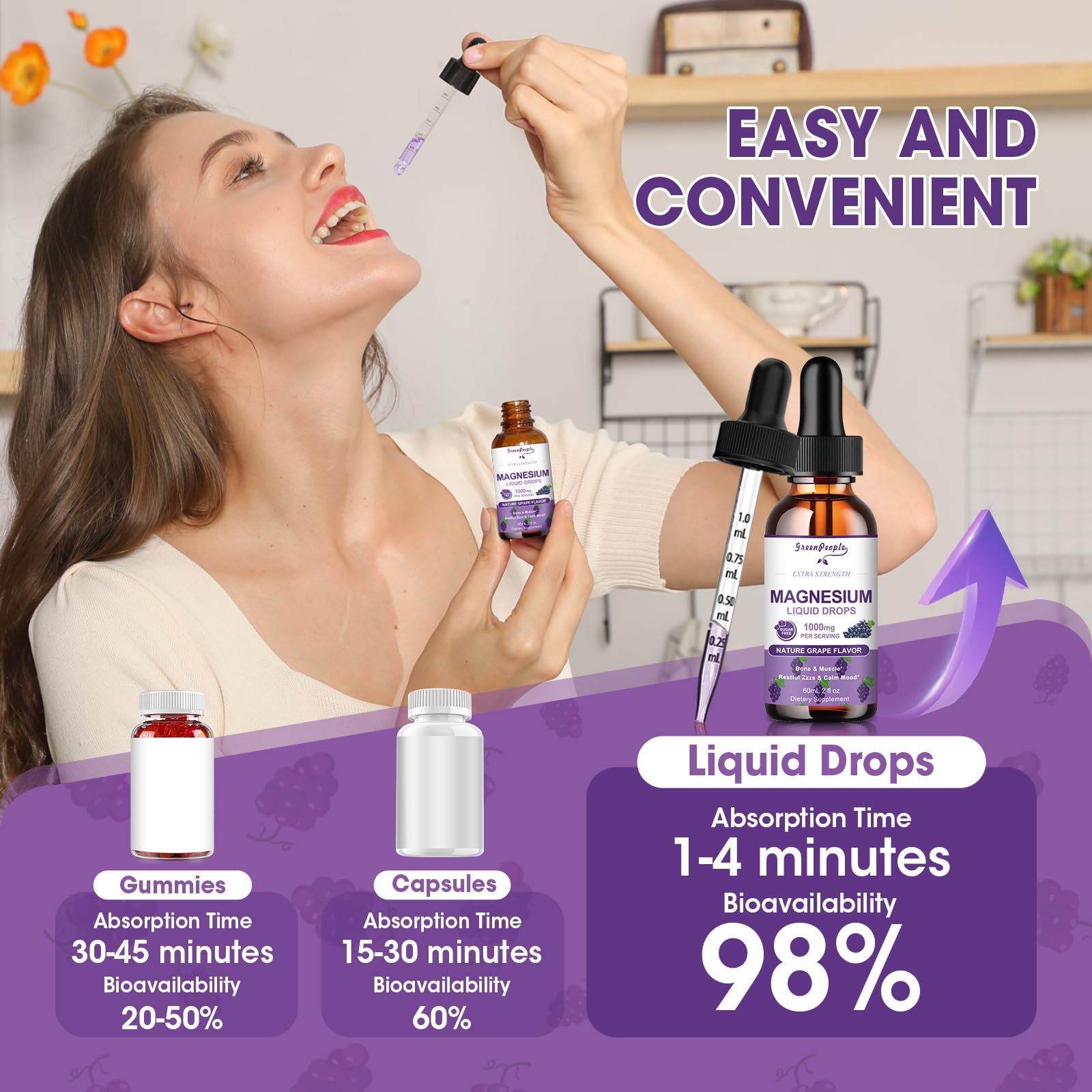 GREENPEOPLE Magnesium D3 K2 relaxation bottle promoting calm evenings and bone-friendly minerals