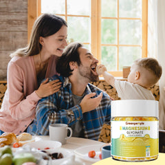 GREENPEOPLE Magnesium Glycinate Gummies bottle on kitchen counter invites a quick wellness moment