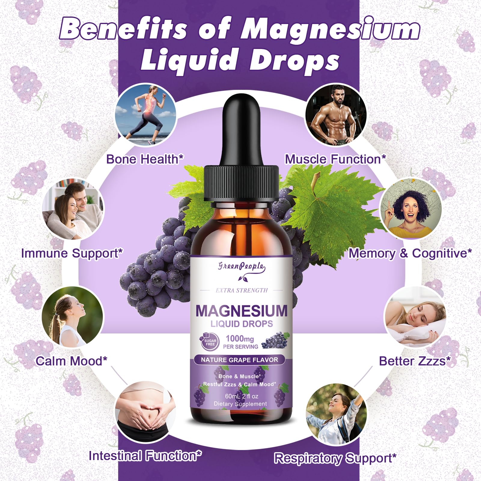 GREENPEOPLE Magnesium Glycinate Drops being poured for easy nightly use