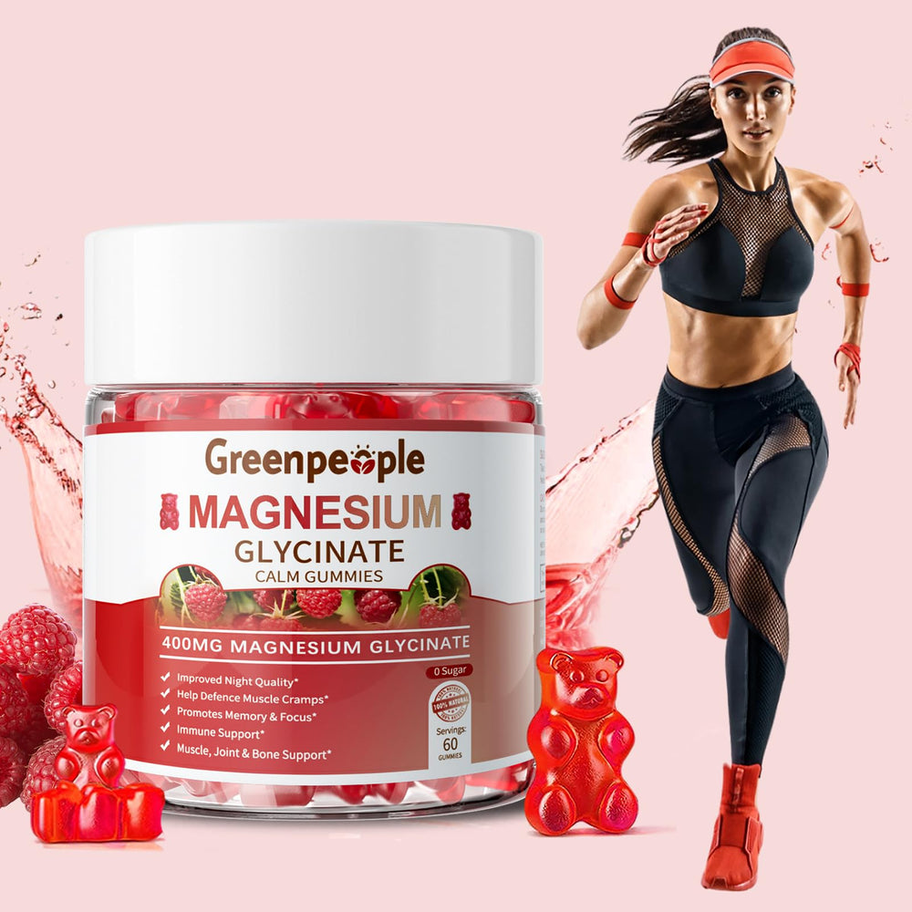 GREENPEOPLE Magnesium Glycinate Gummies family-friendly serving idea in kitchen.
