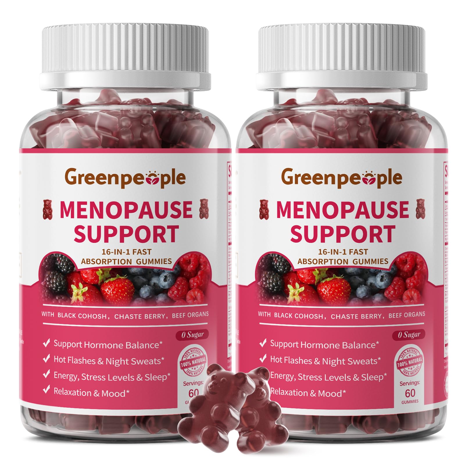GREENPEOPLE Menopause Gummies bottle front for daily symptom support