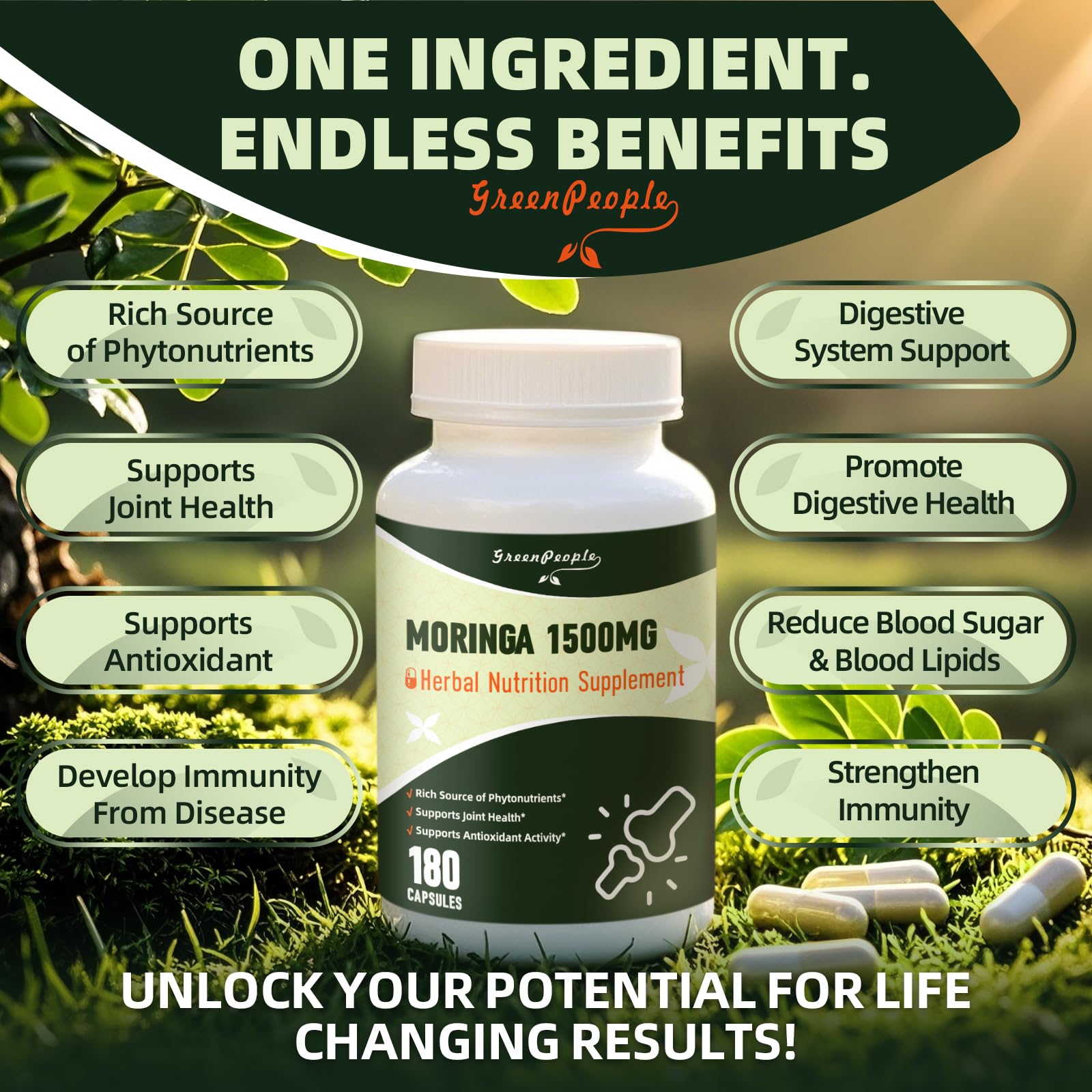 GreenPeople Moringa Pure sourcing notes reflect ethical farming.