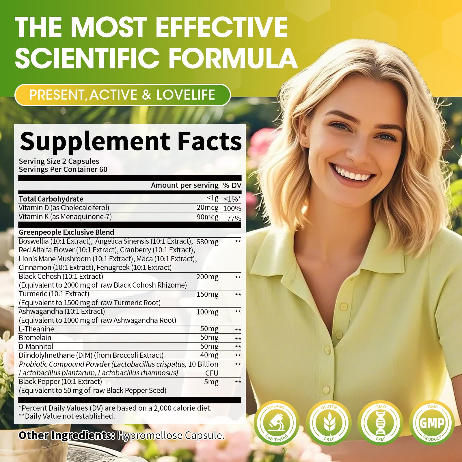 GREENPEOPLE probiotic 10B CFU capsules support gut health.
