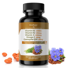 GREENPEOPLE Vitamin D3 K2 Softgel bottle showing high-absorption vegan formula for daily wellbeing.