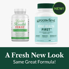 Greens First antioxidant-rich plant-based formula image for nutrient-dense joint care.