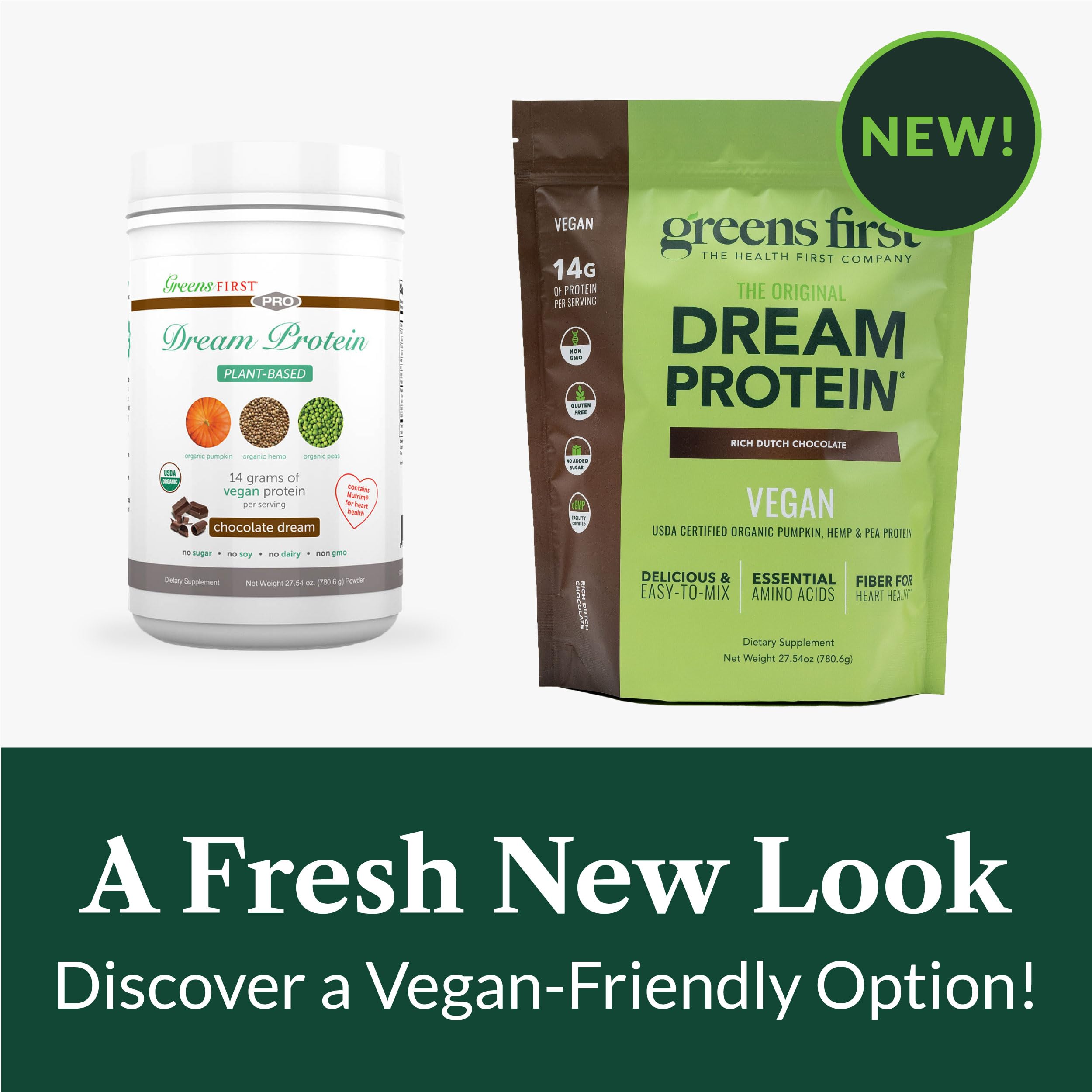 Greens First Dream Protein ingredient hemp highlights plant-based protein variety