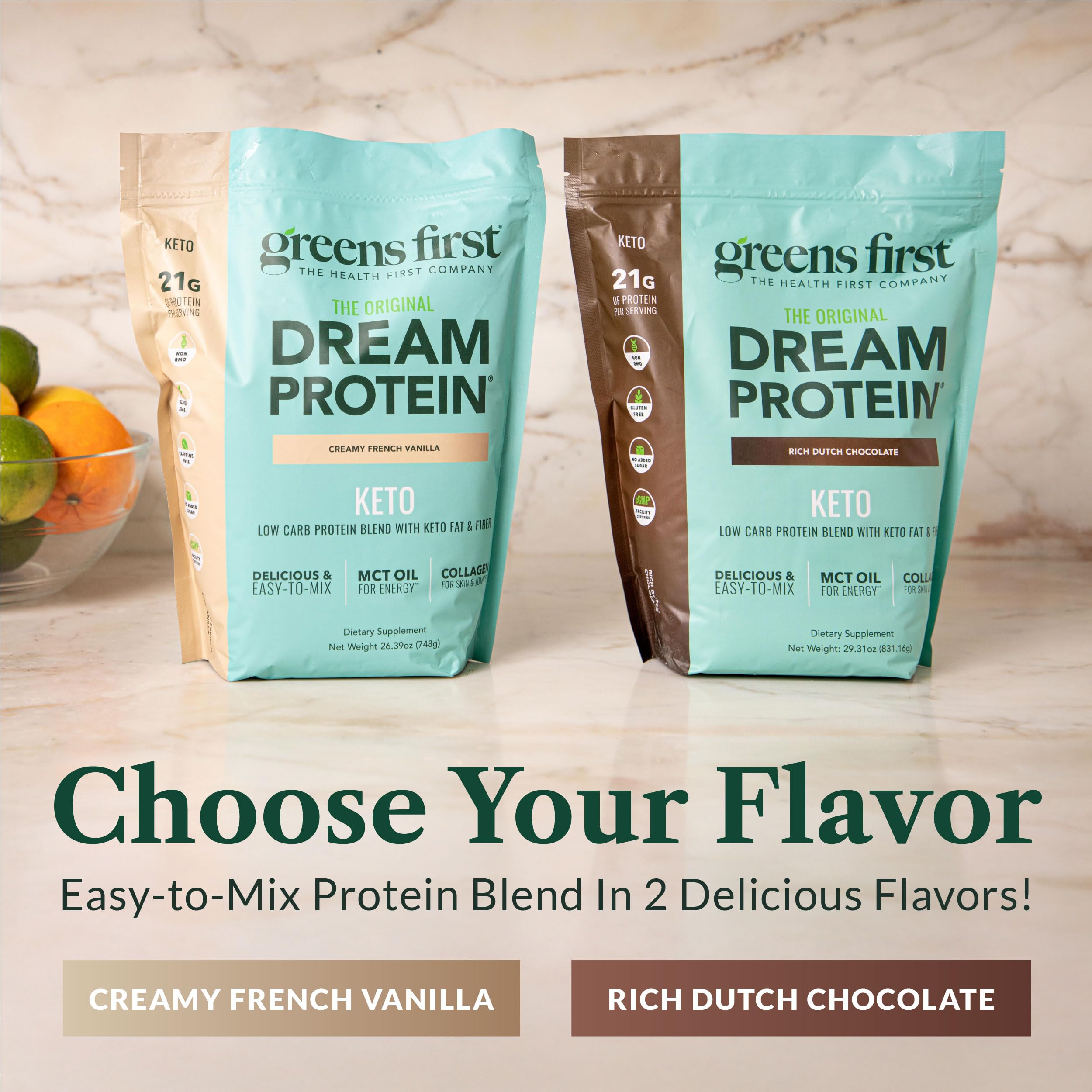 Greens First Dream Protein Powder Keto collagen peptides scoop included