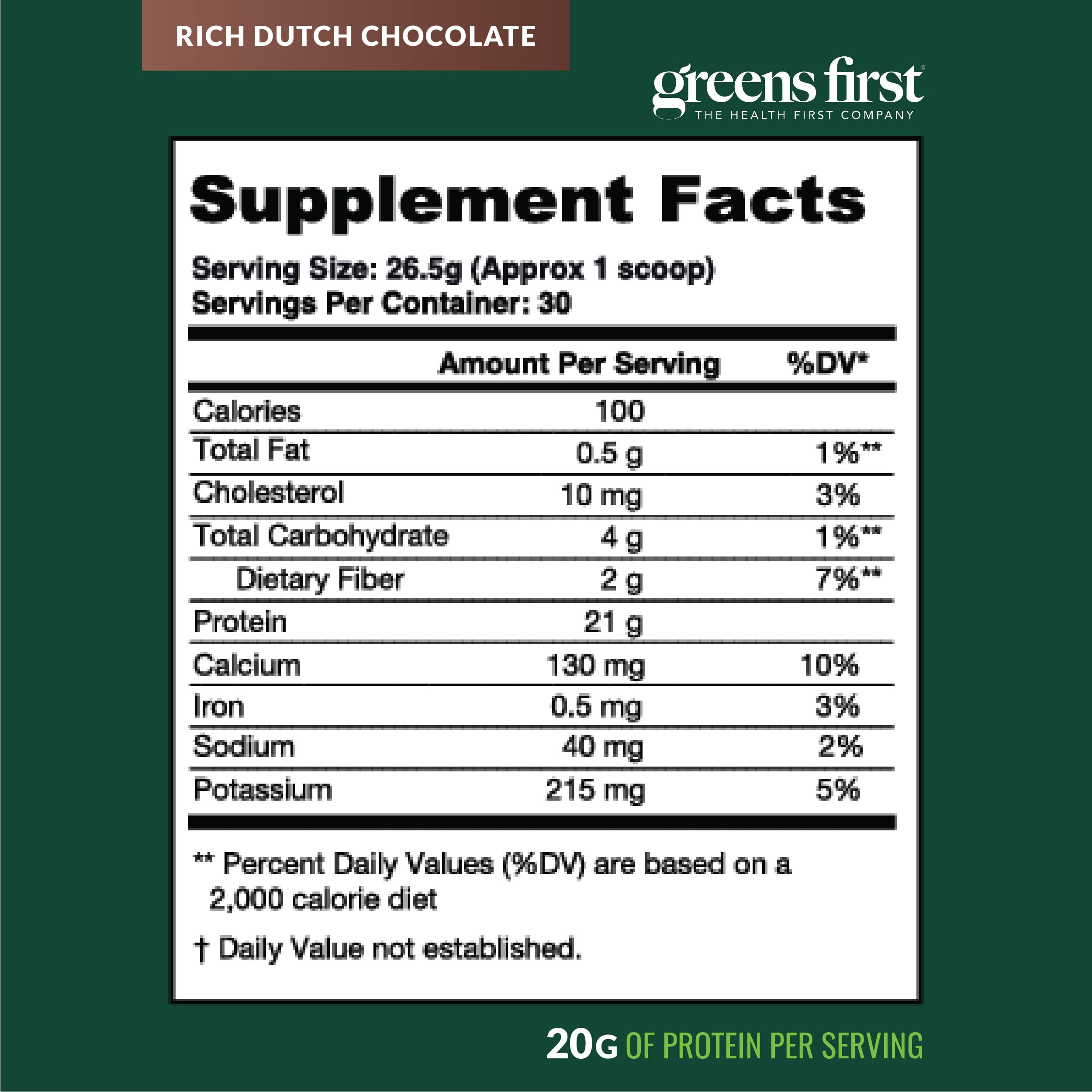 Greens First Dream Protein Whey packaging close-up shows 28.04 oz size.