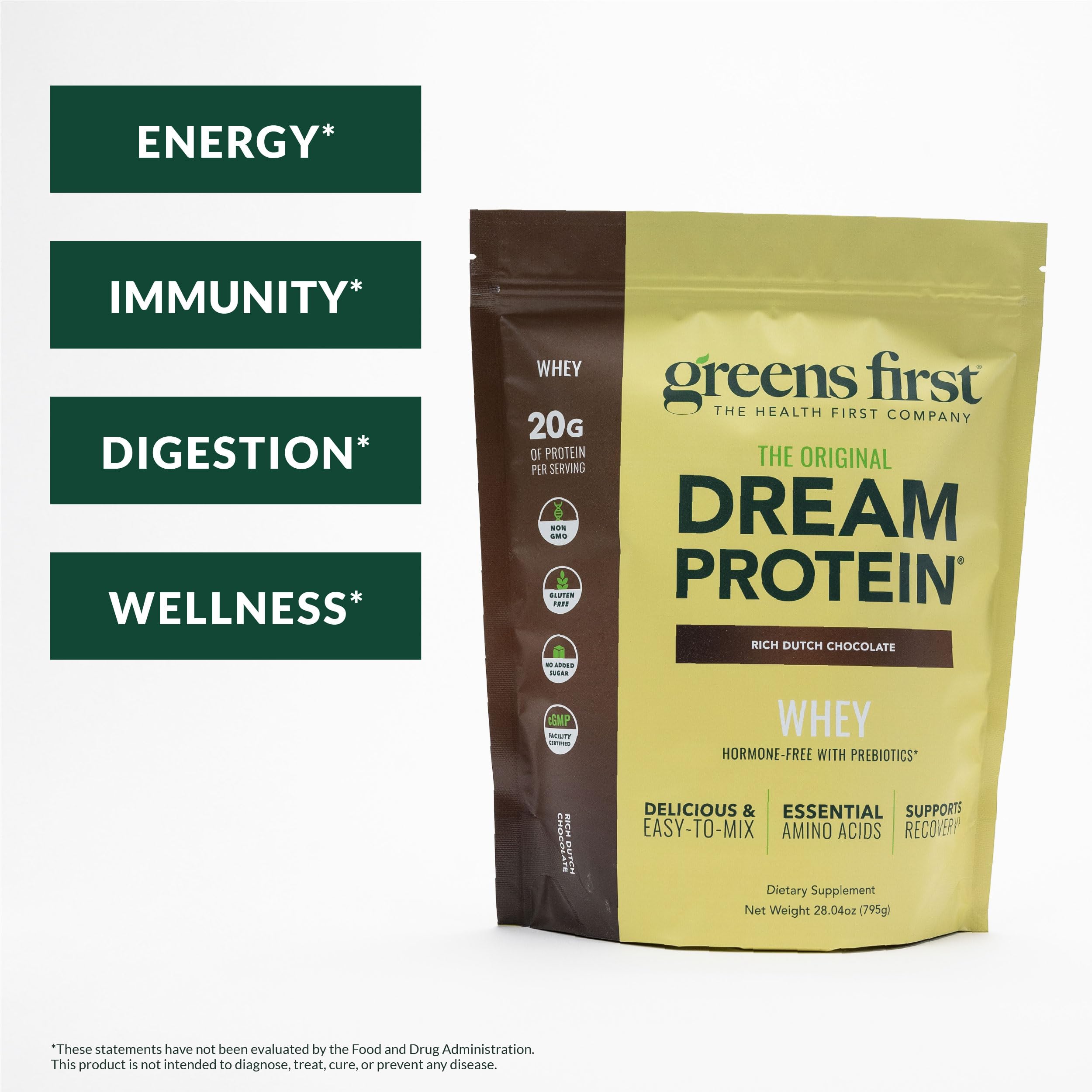 Greens First Dream Protein Whey pour demonstrates smooth mixing and convenient post-workout use.