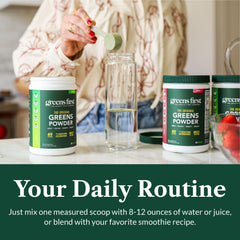 Greens First organic fruits and vegetables in a convenient powder.