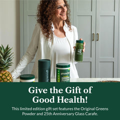 Powder includes prebiotics, probiotics, and digestive enzymes for digestive balance