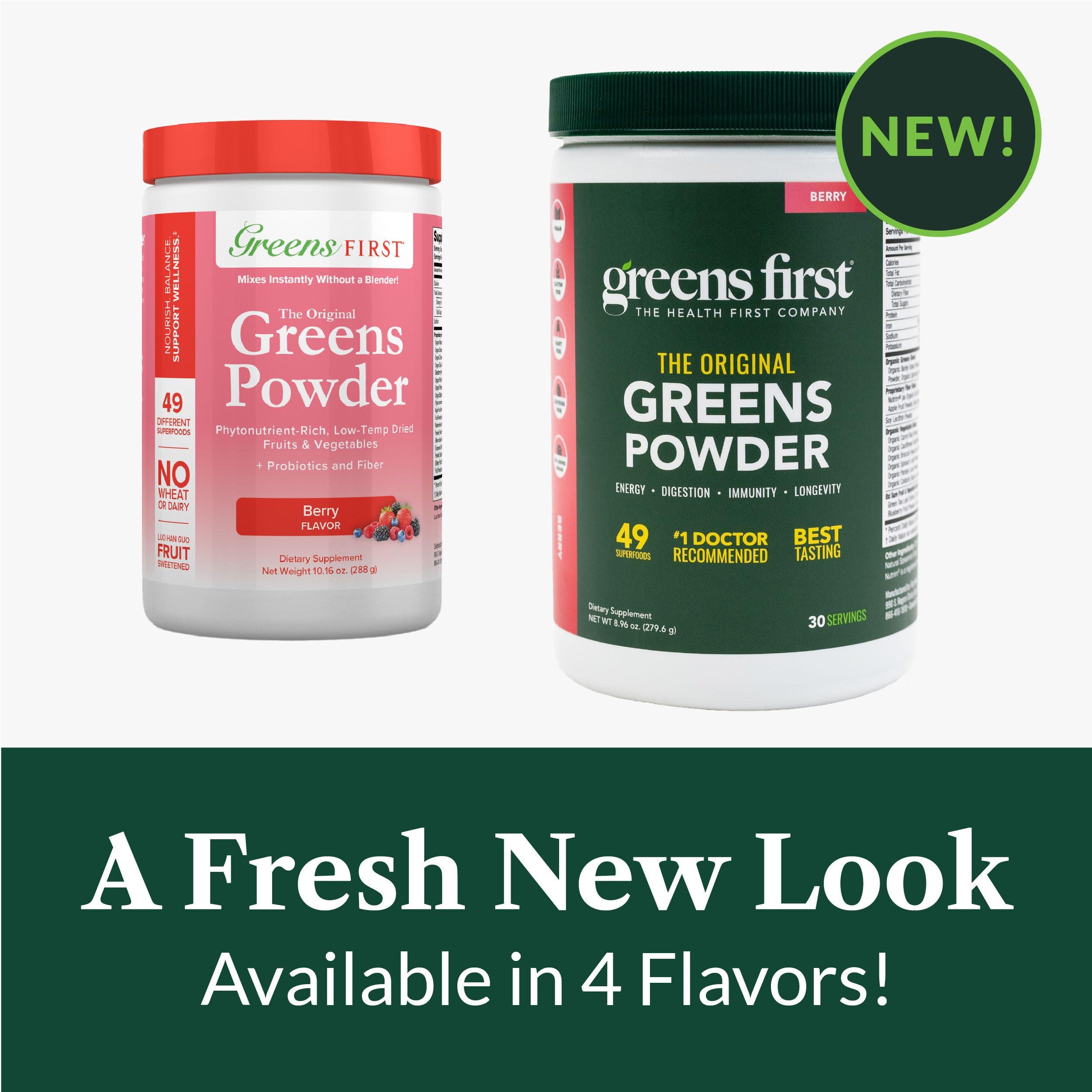 Greens First probiotic bottle label emphasizes gut-friendly formula.