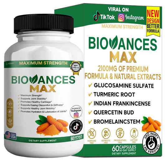 GREENVIFY Bioances Max bottle on a shelf promotes daily joint support.