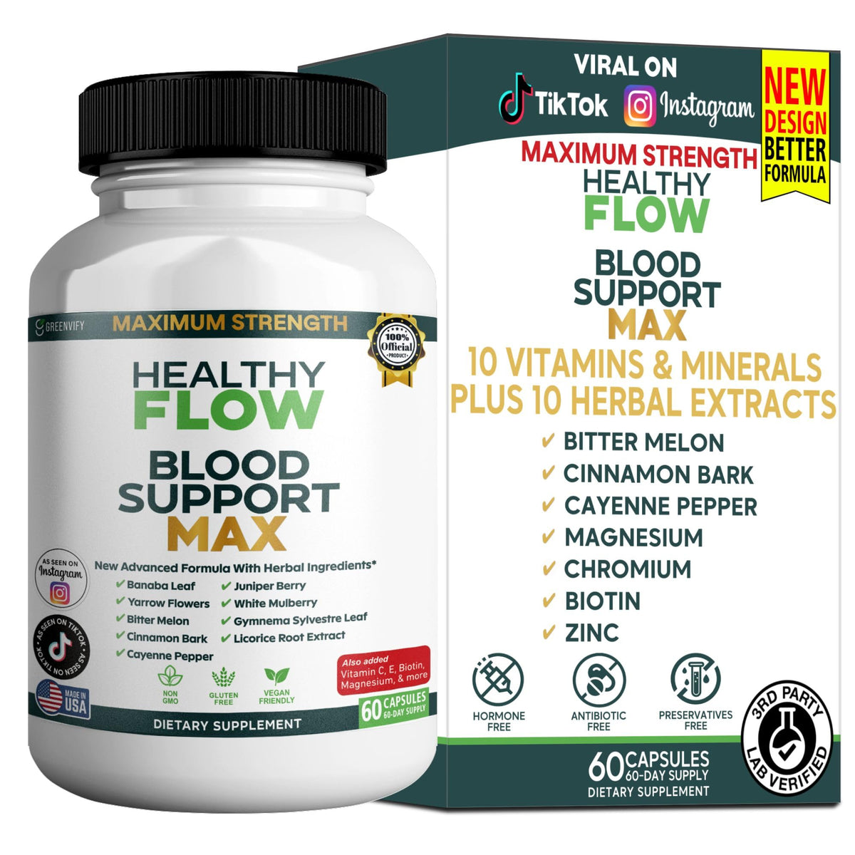 GREENVIFY Blood Support Max capsules shown for daily circulation support