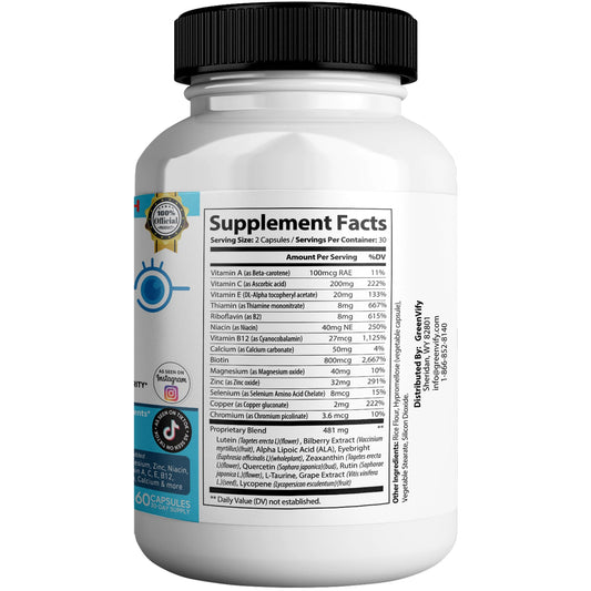 GREENVIFY EyeGenics bottle highlights month-long eye wellness with 60 capsules