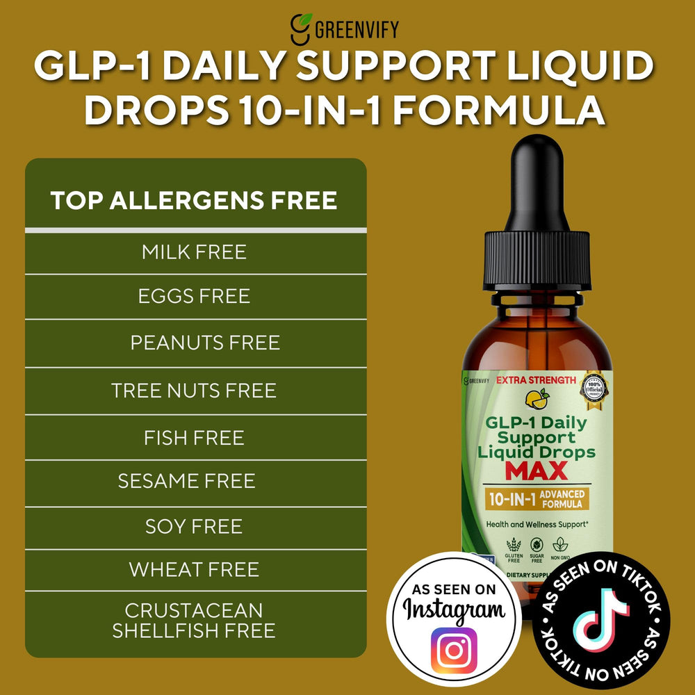 Greenvify GLP-1 Daily Support drops with dropper for precise daily servings.