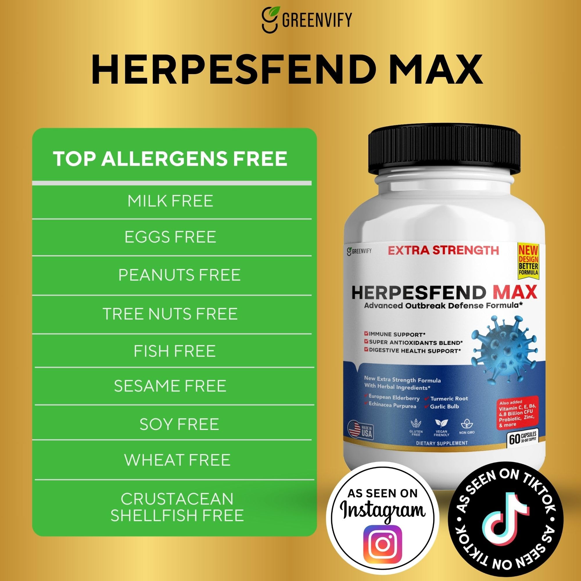 GREENVIFY HerpesFend Max elderberry ingredient close-up, antioxidant support.