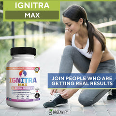 GREENVIFY Ignitrix Max label closeup displaying dosage and daily use information