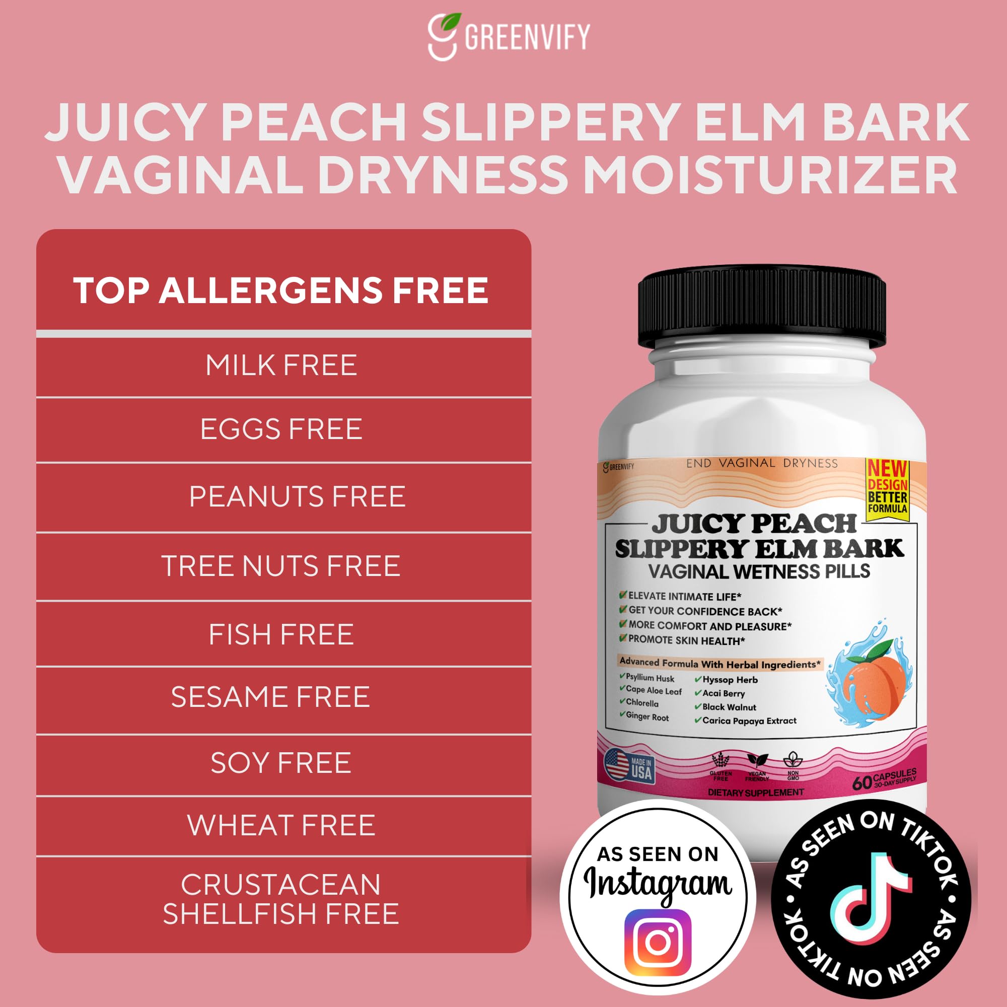 Front packaging of GREENVIFY emphasizing slippery elm and gentle care