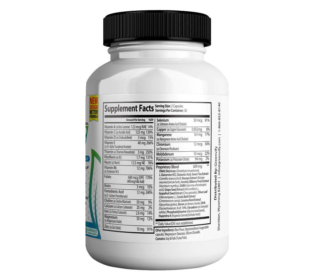 GreenVify NeuroActive 8 Max bottle open showing two capsules.