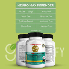 GREENVIFY NeuroMAX Defender label highlights DHA and essential vitamins.