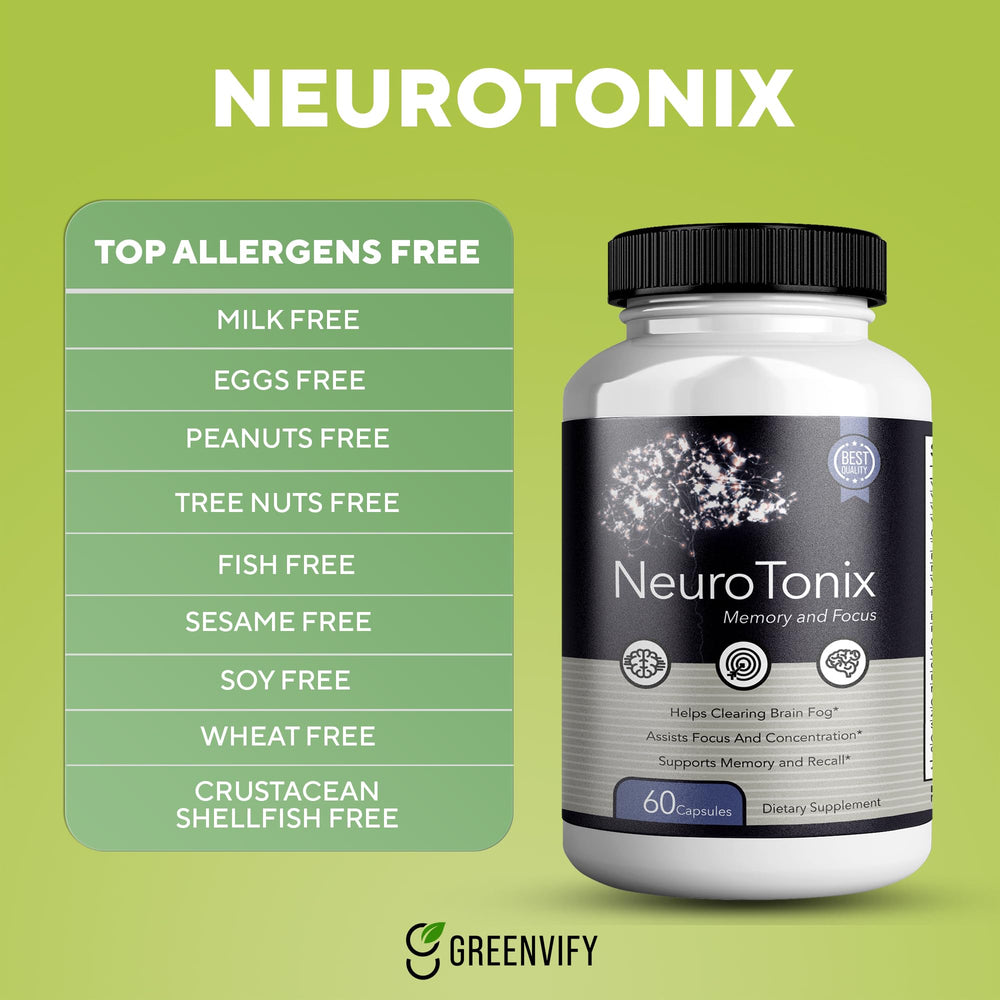Greenvify NeuroTonix bottle beside water glass for a simple daily routine.