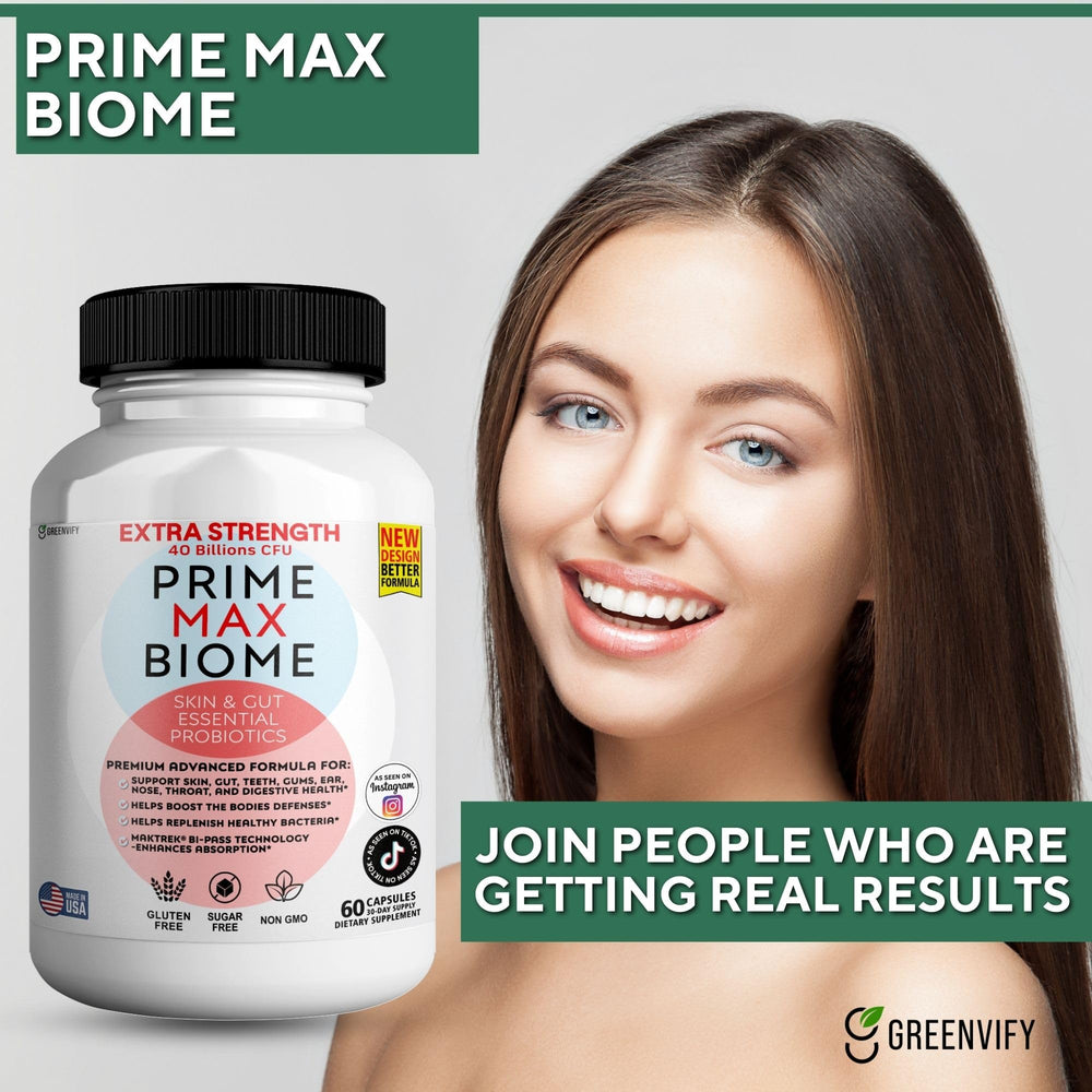 GreenVify Prime Max Biome bottle with 60 capsules for a 30-day supply.