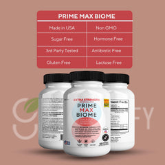 GreenVify Prime Max Biome ingredients showcase four probiotic strains for balanced gut flora.