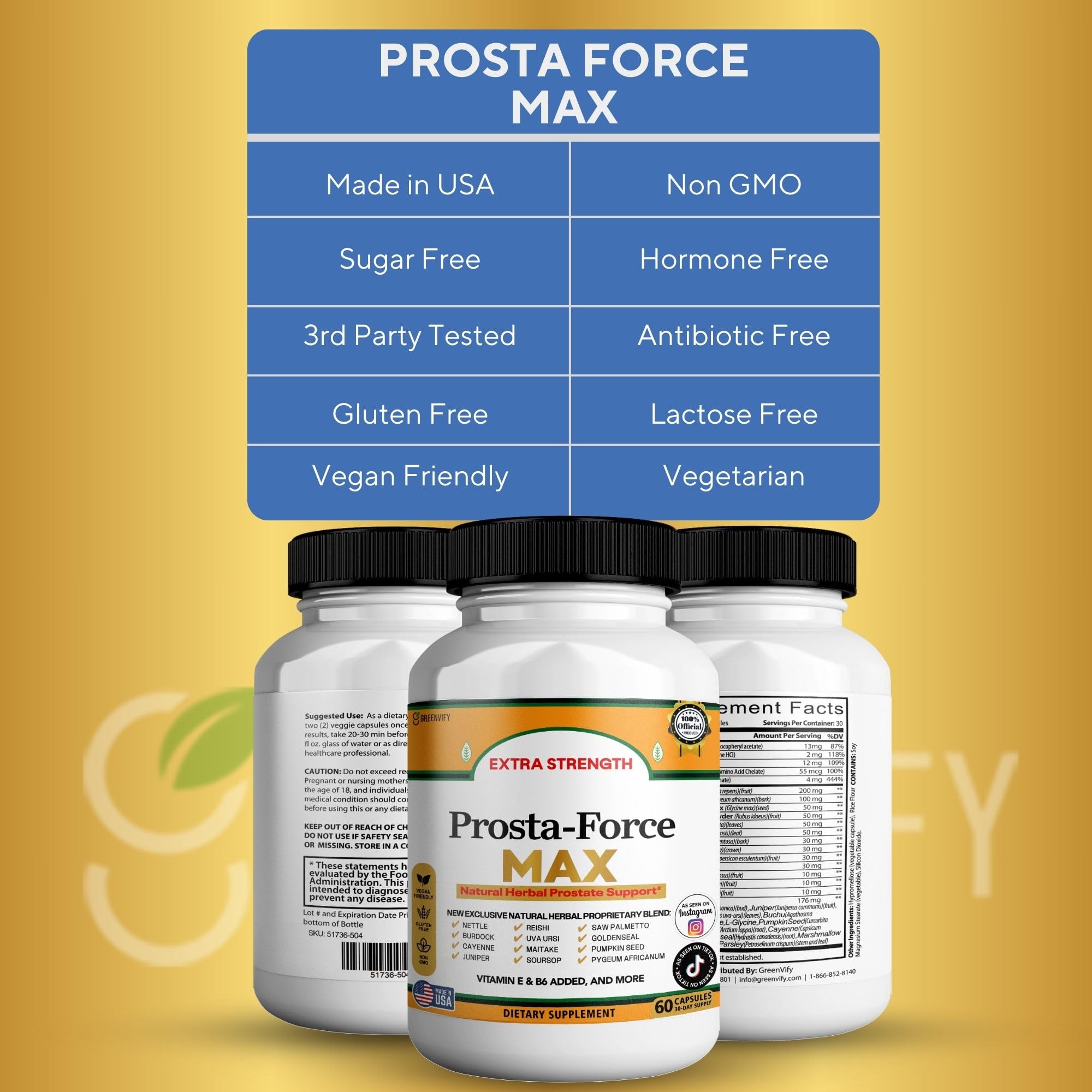 GreenVify Prosta-Force packaging highlighting quality manufacturing.