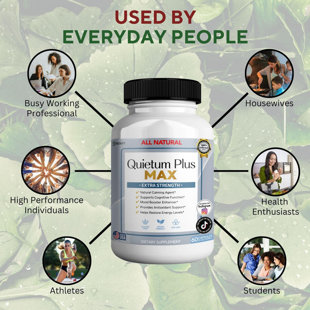 GreenVIFY Quietum Plus Max 60 capsules monthly supply for calm support.
