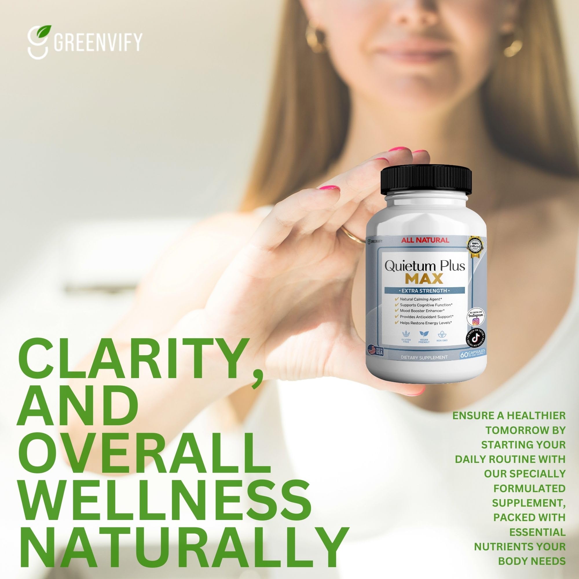 GreenVIFY Quietum Plus Max with ginkgo blend for focus and calm.