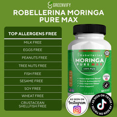 Close-up of GreenVify Robellerina Moringa Pure Max capsules for easy swallowing