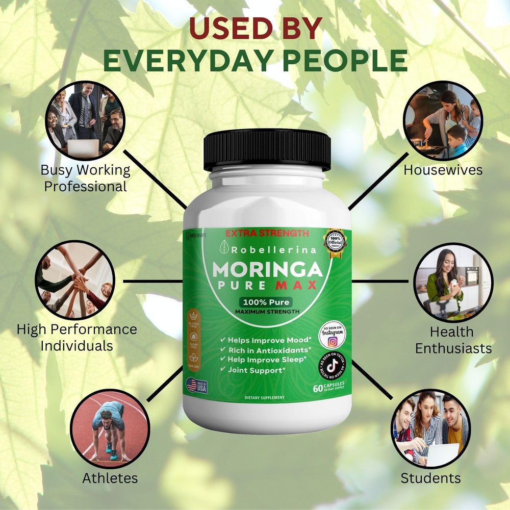 USA-made label on GreenVify Robellerina Moringa Pure Max bottle