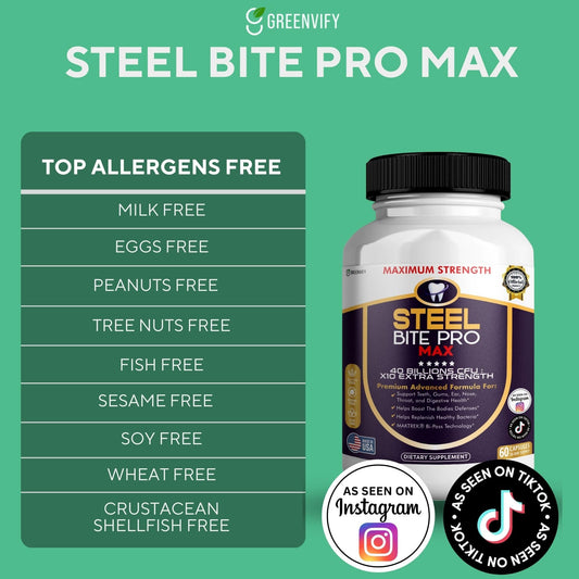 GREENVIFY Steel Bite Pro Max capsules closeup for easy swallow.