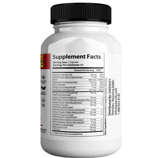 GREENVIFY SweetRelief glycogen capsules pack is easy to take daily.