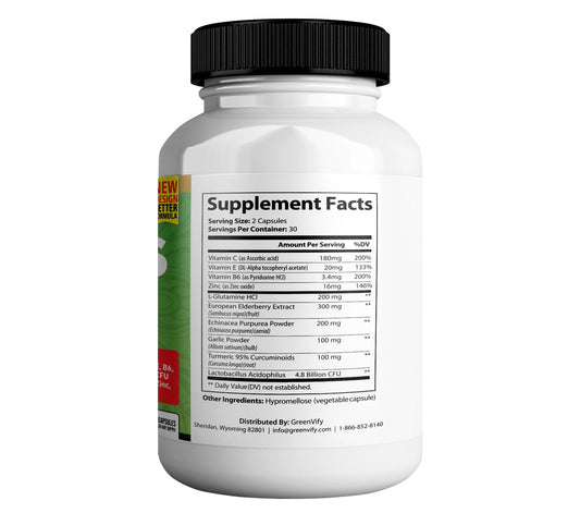 GreenVify Tonic Greens Max capsules close-up highlighting probiotic formula.