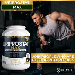 Greenvify Uriprostat Max packaging, highlighting 60 capsules for a 30-day supply