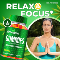 GreenVow Hemp Gummies in hand illustrate quick daily bite.