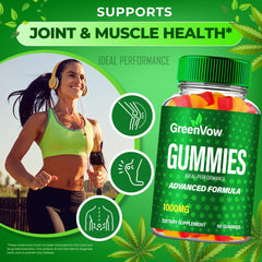 GreenVow Hemp Gummies label highlights ingredients and serving information.