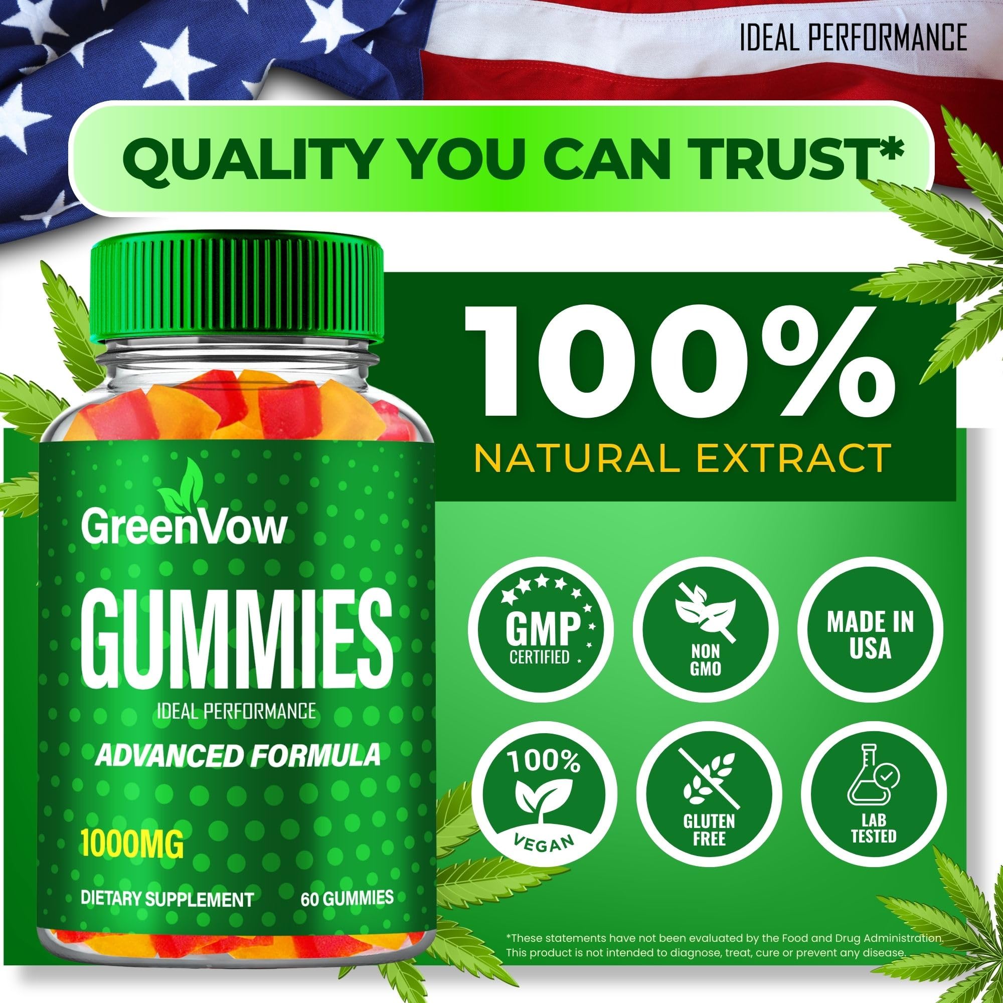 GreenVow Hemp Gummies serving size shown for consistent daily routines.