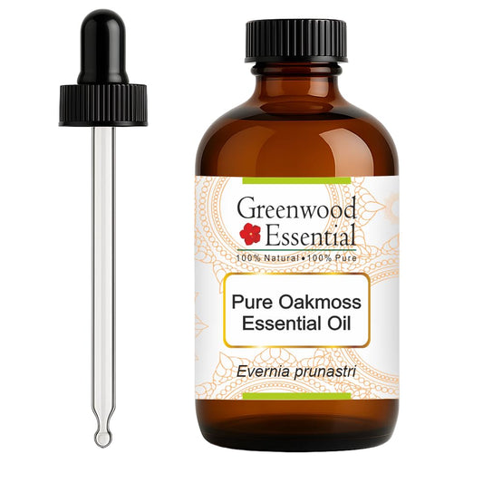 Greenwood Essential oakmoss oil bottle with glass dropper for precise, stable potency