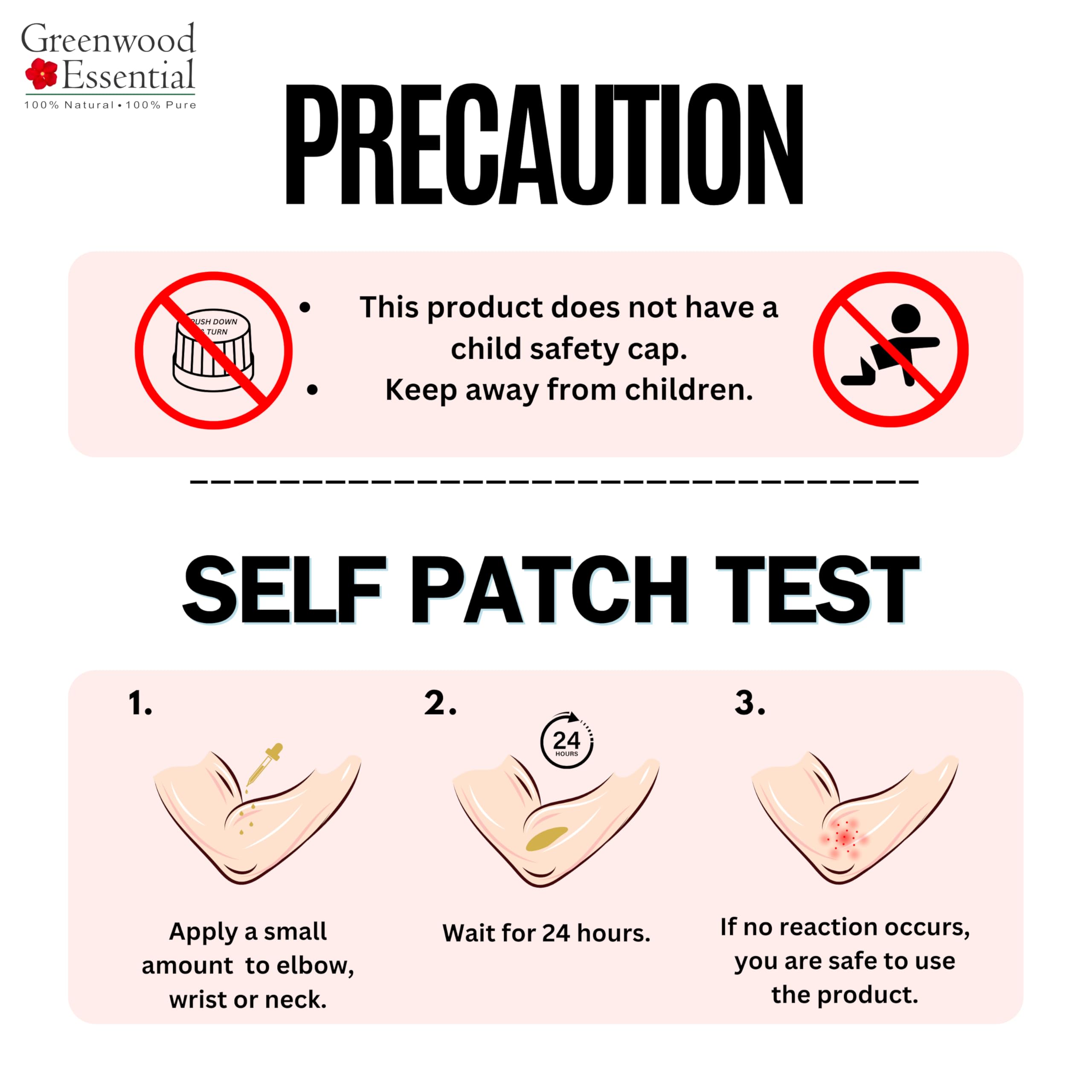 Greenwood Essential purity and satisfaction guarantee on product label.