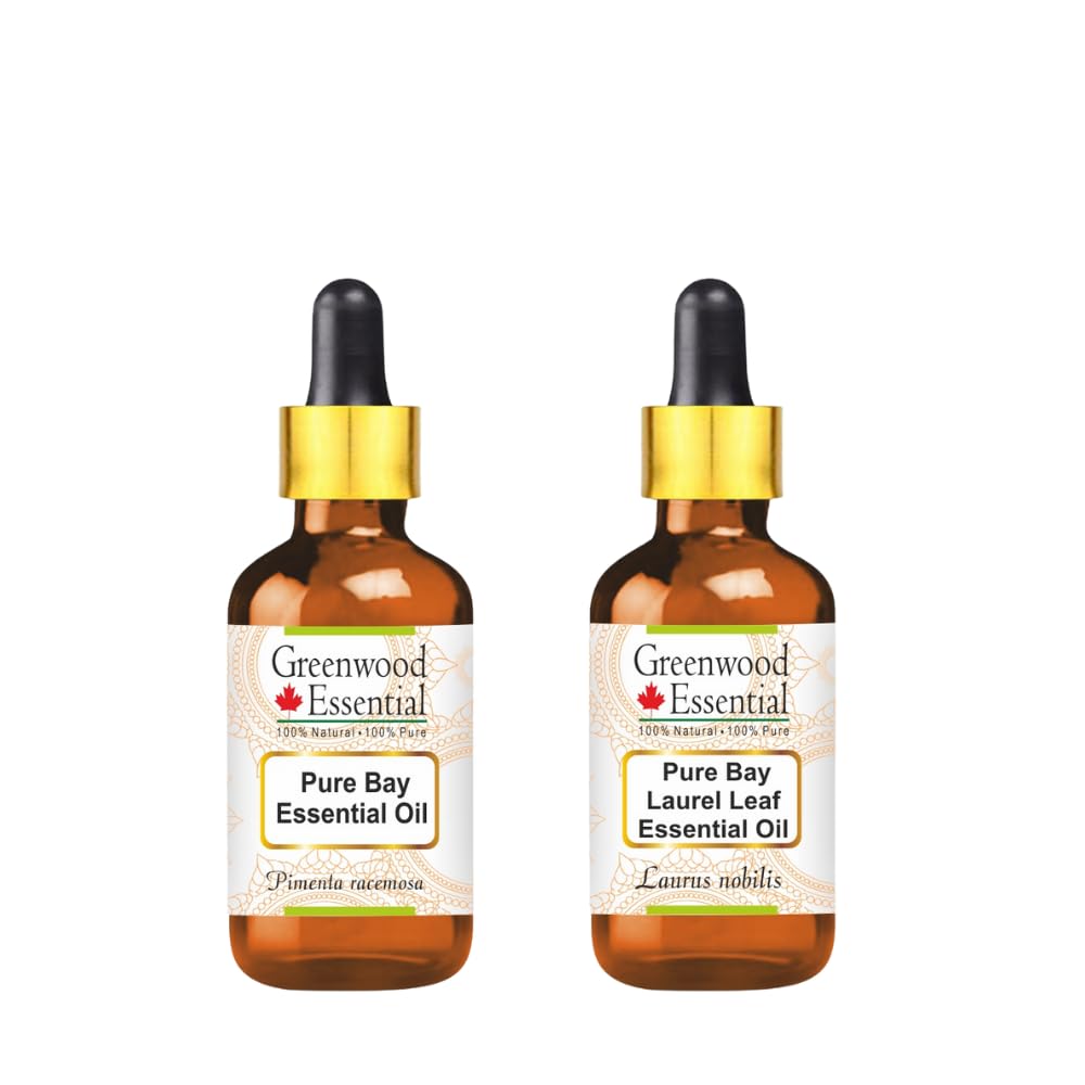 Greenwood Essential Bay oil with two droppers for precise application and aroma.