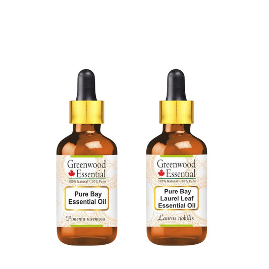 Greenwood Essential Bay oil with two droppers for precise application and aroma.