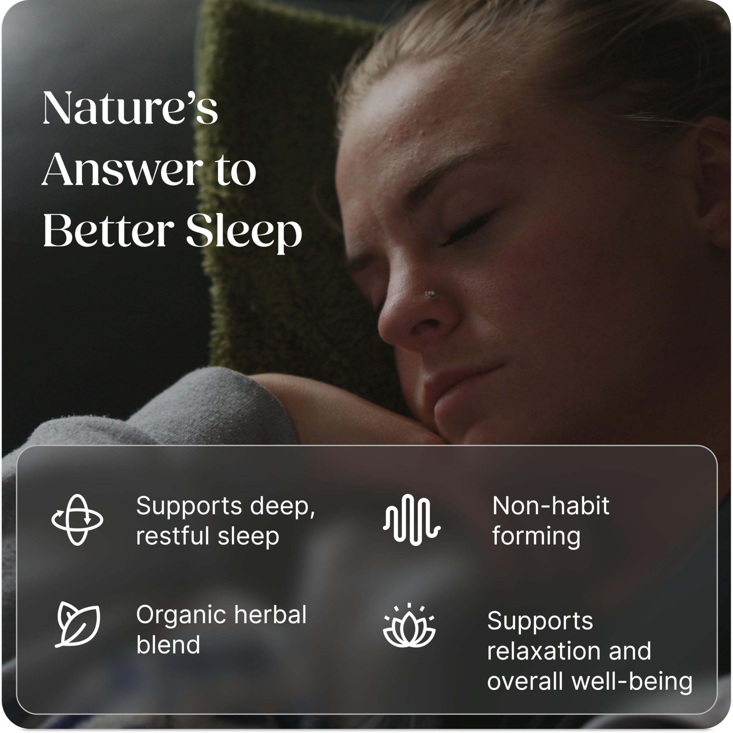 Greenworks Nature's Rest capsules close-up emphasizes vegan, allergen-free formulation