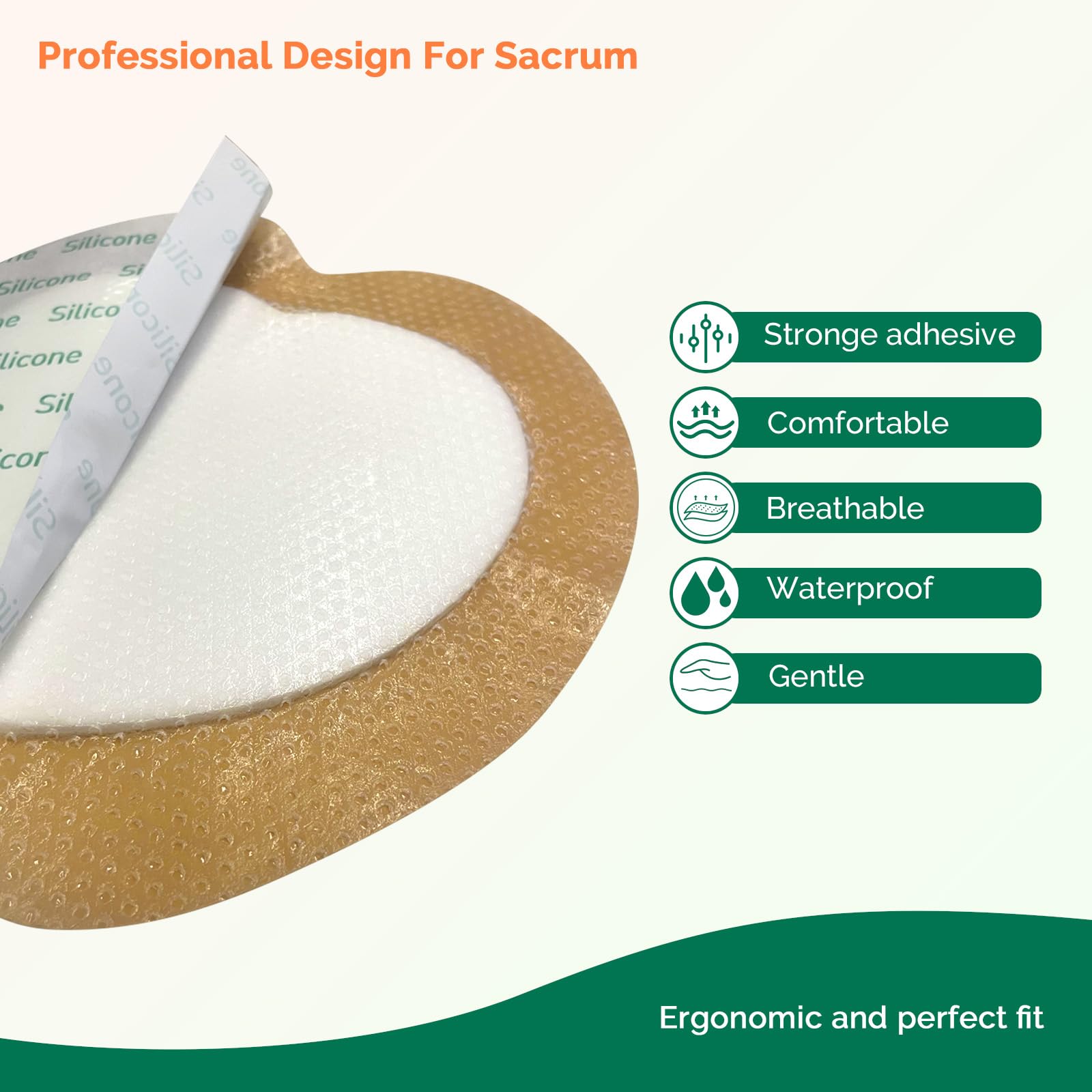 Greetmed Sacrum Foam Dressing waterproof yet breathable film keeps exudate contained.