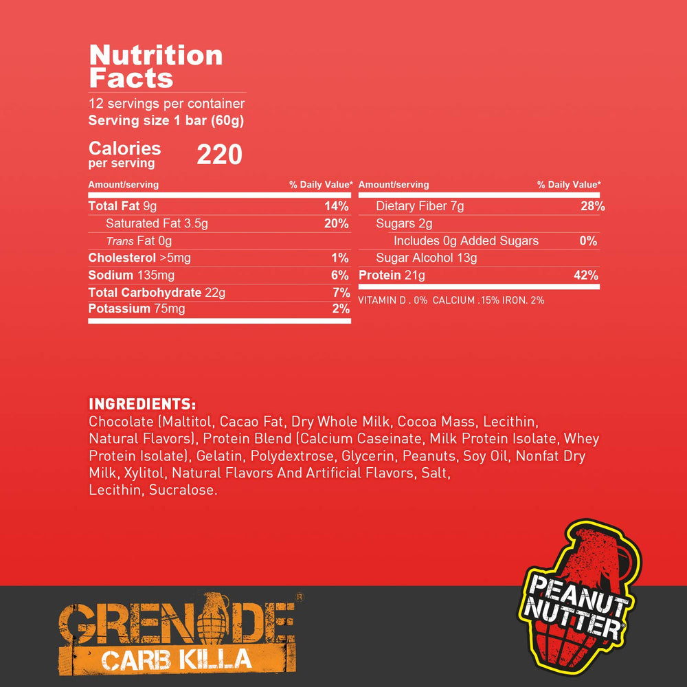 Grenade Carb Killa bar packaging assembly showcases convenient grab-and-go nutrition