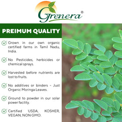 Grenera Moringa Powder in a tea cup, for warm daily rituals.