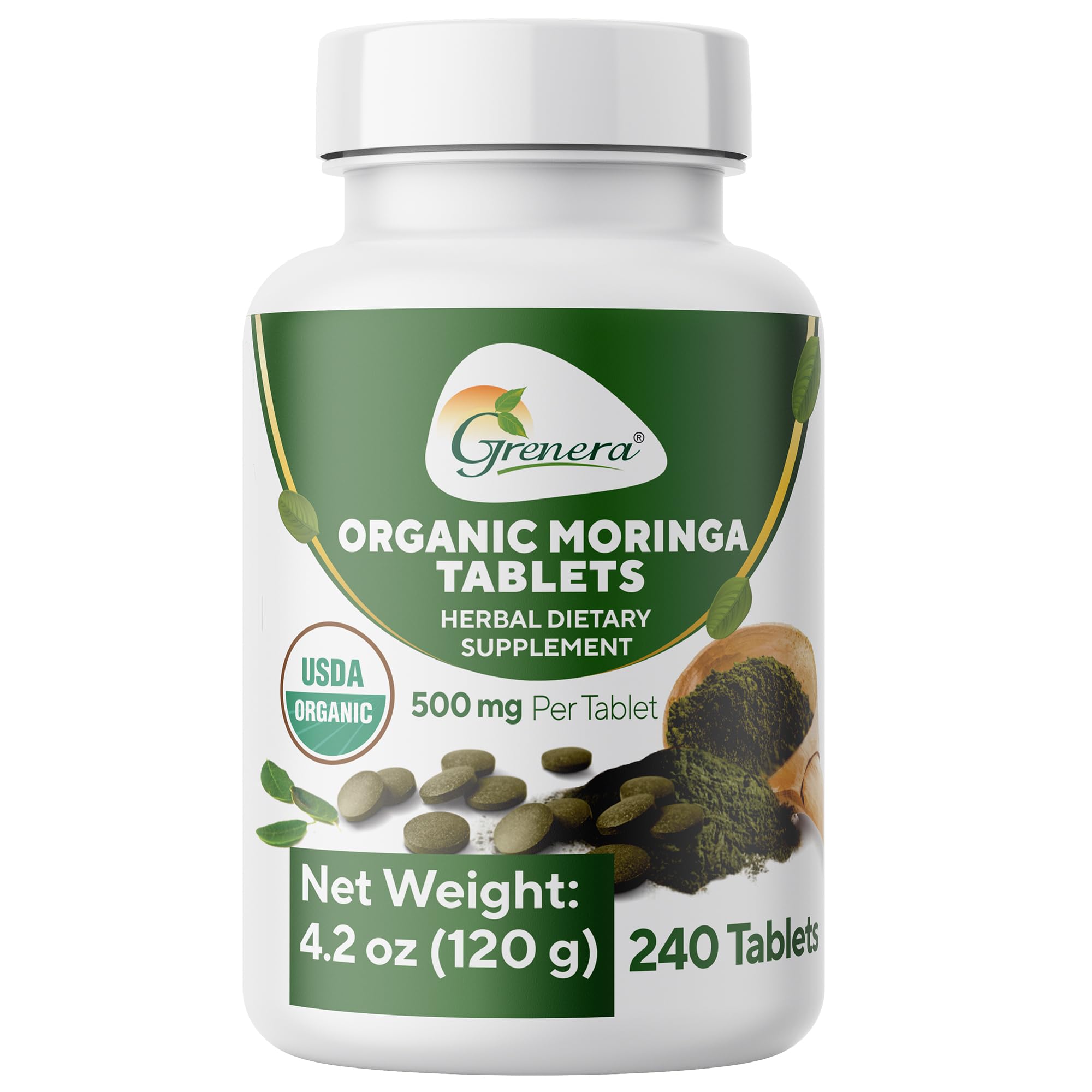 Grenera Moringa tablets bottle front view for daily energy support