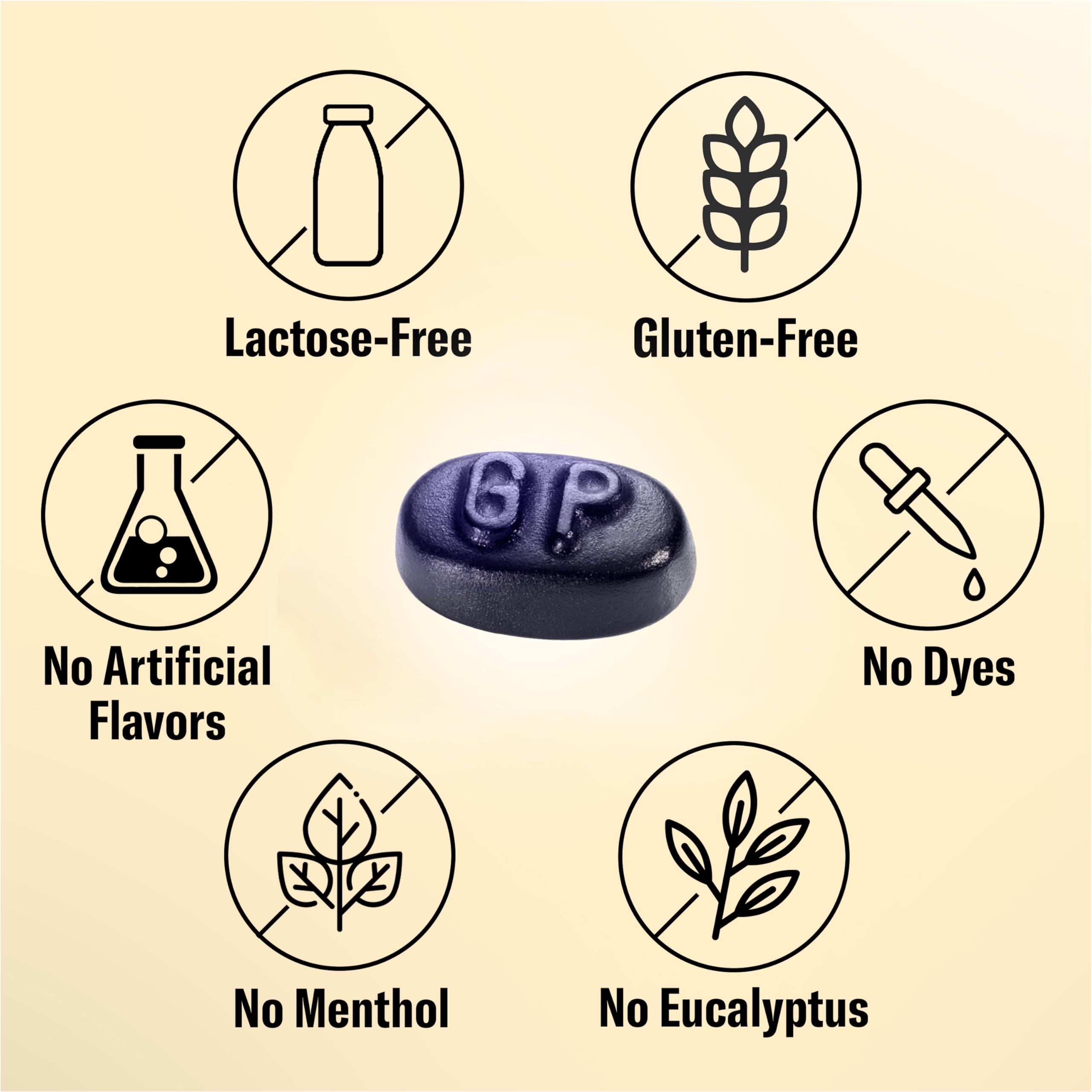 GRETHER'S Classic Blackcurrant Pastilles ingredients with real blackcurrant juice and glycerin.